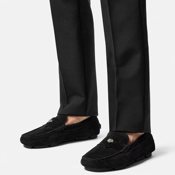 Versace Medusa Suede Leather Driver Loafers size 44/us size 11 - Picture 2 of 13